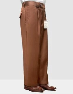 Statement Men's 100% Wool Pant - Pleated Wide Leg -Stylish Men's Formal Wear wp 100 copper
