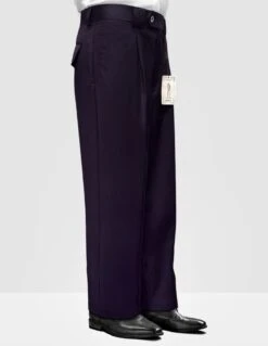 Statement Men's 100% Wool Pant - Pleated Wide Leg -Stylish Men's Formal Wear wp 100 eggplant