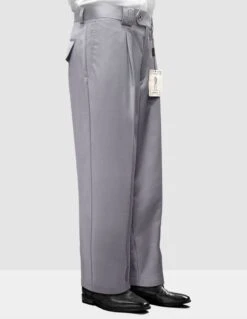 Statement Men's 100% Wool Pant - Pleated Wide Leg -Stylish Men's Formal Wear wp 100 grey
