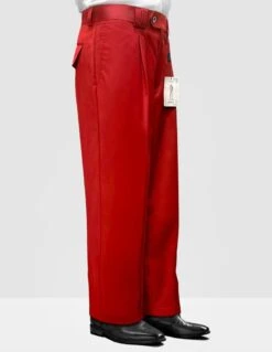 Statement Men's 100% Wool Pant - Pleated Wide Leg -Stylish Men's Formal Wear wp 100 red