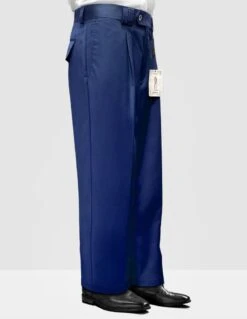 Statement Men's 100% Wool Pant - Pleated Wide Leg -Stylish Men's Formal Wear wp 100 sapphire