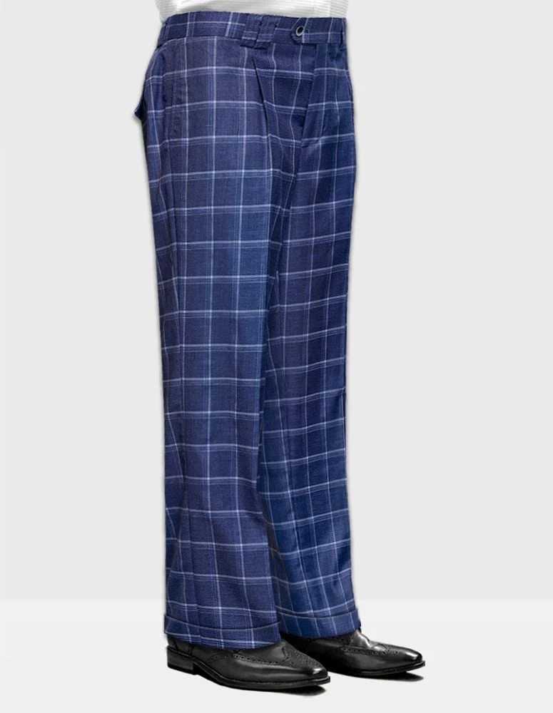 Statement Men's 100% Wool Pant - Wide Leg Plaid Slacks 5 Statement Men's 100% Wool Pant - Wide Leg Plaid Slacks - Image 3
