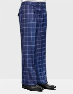 Statement Men's Outlet 100% Wool Pant - Pleated Wide Leg -Stylish Men's Formal Wear wp 101 indigo 9