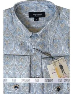 Statement Men's Long Sleeve Woven Shirt - Jacquard Two Tone