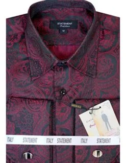 Statement Men's Long Sleeve Woven Shirt - Jacquard Two Tone 14 Statement Men's Long Sleeve Woven Shirt - Jacquard Two Tone -Stylish Men's Formal Wear ws 101 burg