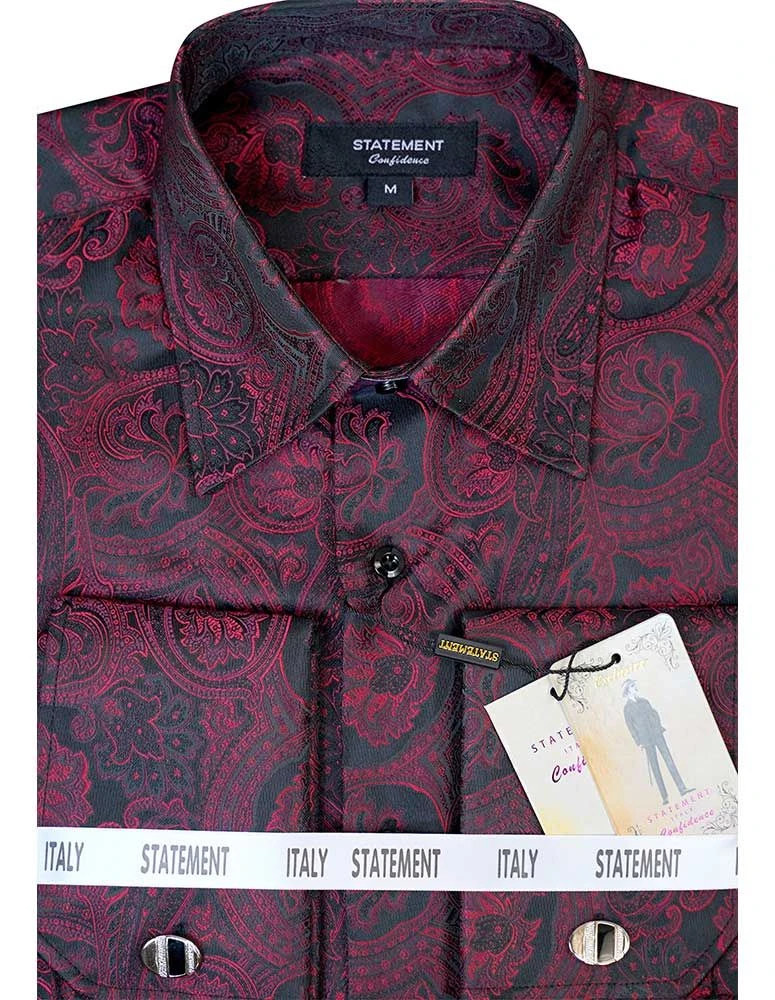 Statement Men's Long Sleeve Woven Shirt - Jacquard Two Tone 5 Statement Men's Long Sleeve Woven Shirt - Jacquard Two Tone - Image 3