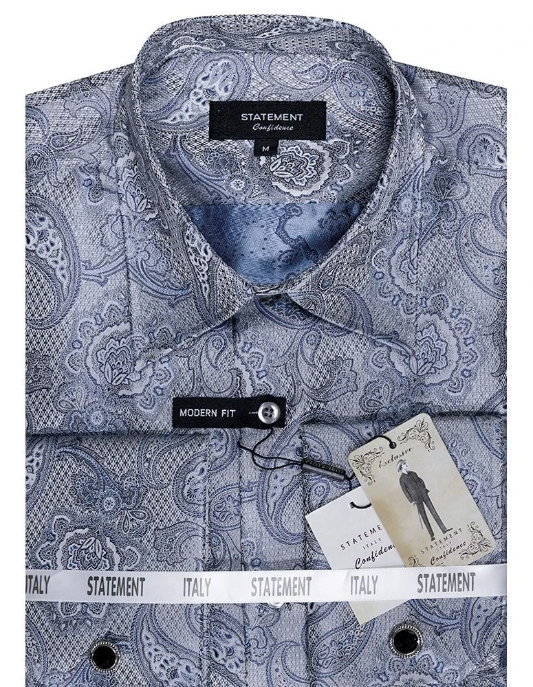 Statement Men's Long Sleeve Woven Shirt - Paisley Pattern 9 Statement Men's Long Sleeve Woven Shirt - Paisley Pattern - Image 7