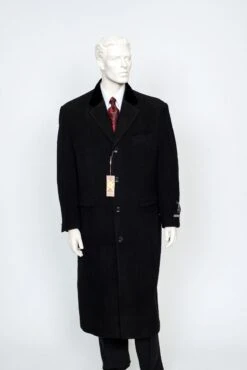 XXIOTTI Men's Cashmere Blend Full Length Top Coat -Stylish Men's Formal Wear xxiottiblack 1 2