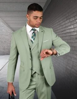 Statement Men's Outlet 100% Wool 3 Piece Suit - Bold Solid Colors 17 Statement Men's Outlet 100% Wool 3 Piece Suit - Bold Solid Colors -Stylish Men's Formal Wear zargala applegreen 28 1