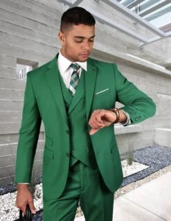 Statement Men's Outlet 100% Wool 3 Piece Suit - Bold Solid Colors 15 Statement Men's Outlet 100% Wool 3 Piece Suit - Bold Solid Colors -Stylish Men's Formal Wear zargala kellygreen 1 1 1