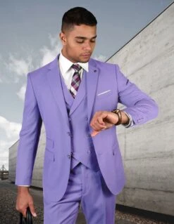 Statement Men's 100% Wool 3 Piece Suit - Bold Solid Colors 22 Statement Men's 100% Wool 3 Piece Suit - Bold Solid Colors -Stylish Men's Formal Wear zargala lavender
