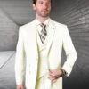 Statement Men's Outlet 100% Wool 3 Piece Suit - Bold Solid Colors 1 Statement Men's Outlet 100% Wool 3 Piece Suit - Bold Solid Colors -Stylish Men's Formal Wear zargala offwhite 28