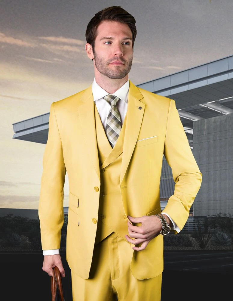 Statement Men's Outlet 100% Wool 3 Piece Suit - Bold Solid Colors 4 Statement Men's Outlet 100% Wool 3 Piece Suit - Bold Solid Colors - Image 2